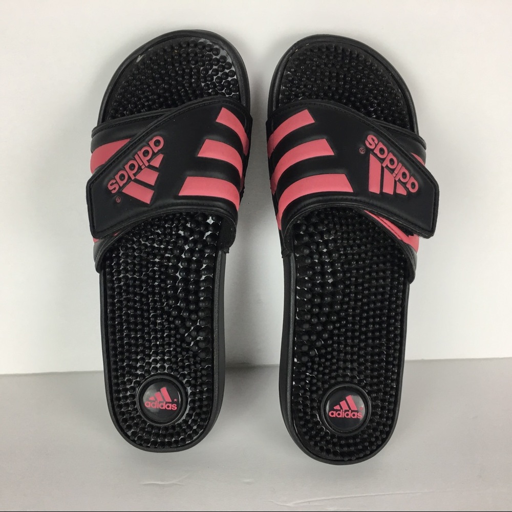Adidas Massage Slides Women Black Pink Adjustable
